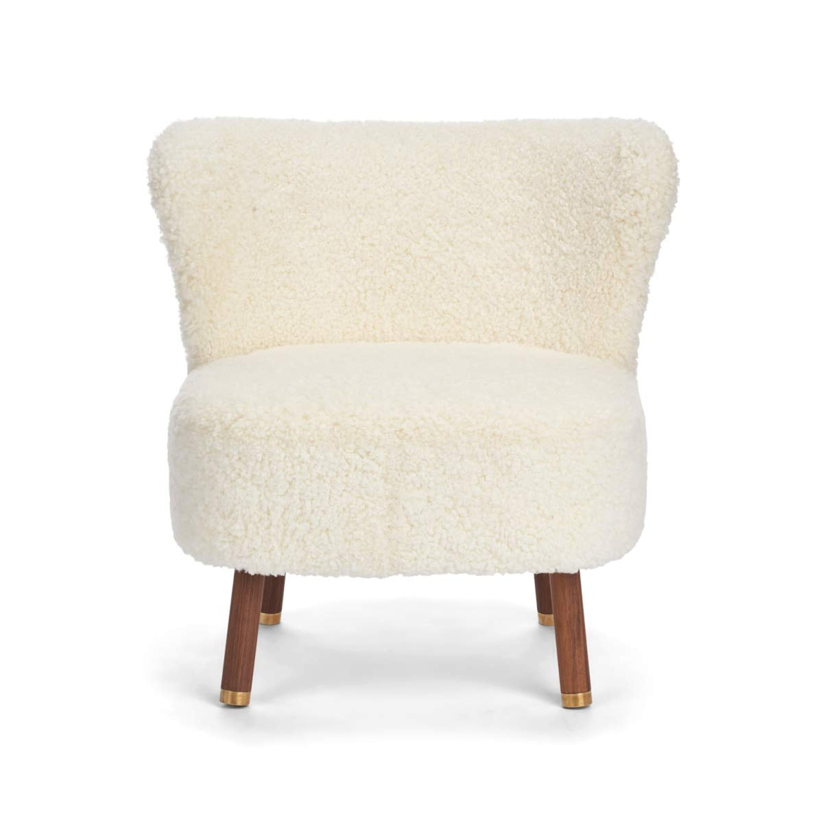 Emil Lounge Chair | Lyhyt villa Norsunluu / Pähkinäpuujalat messingillä