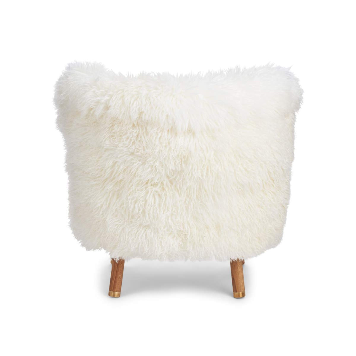Emil Lounge Chair | Pitkä Villa Lumivalkoinen / Tammijalat messingillä