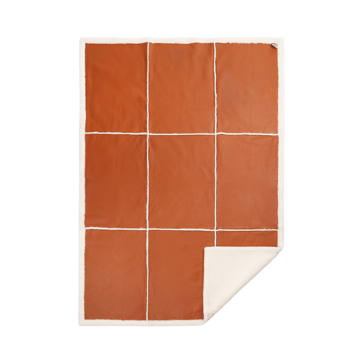 Addison-viltti | Double Face lampaannahka | Lyhyt villa Nahkanruskea/Norsunluu / 140x200 cm