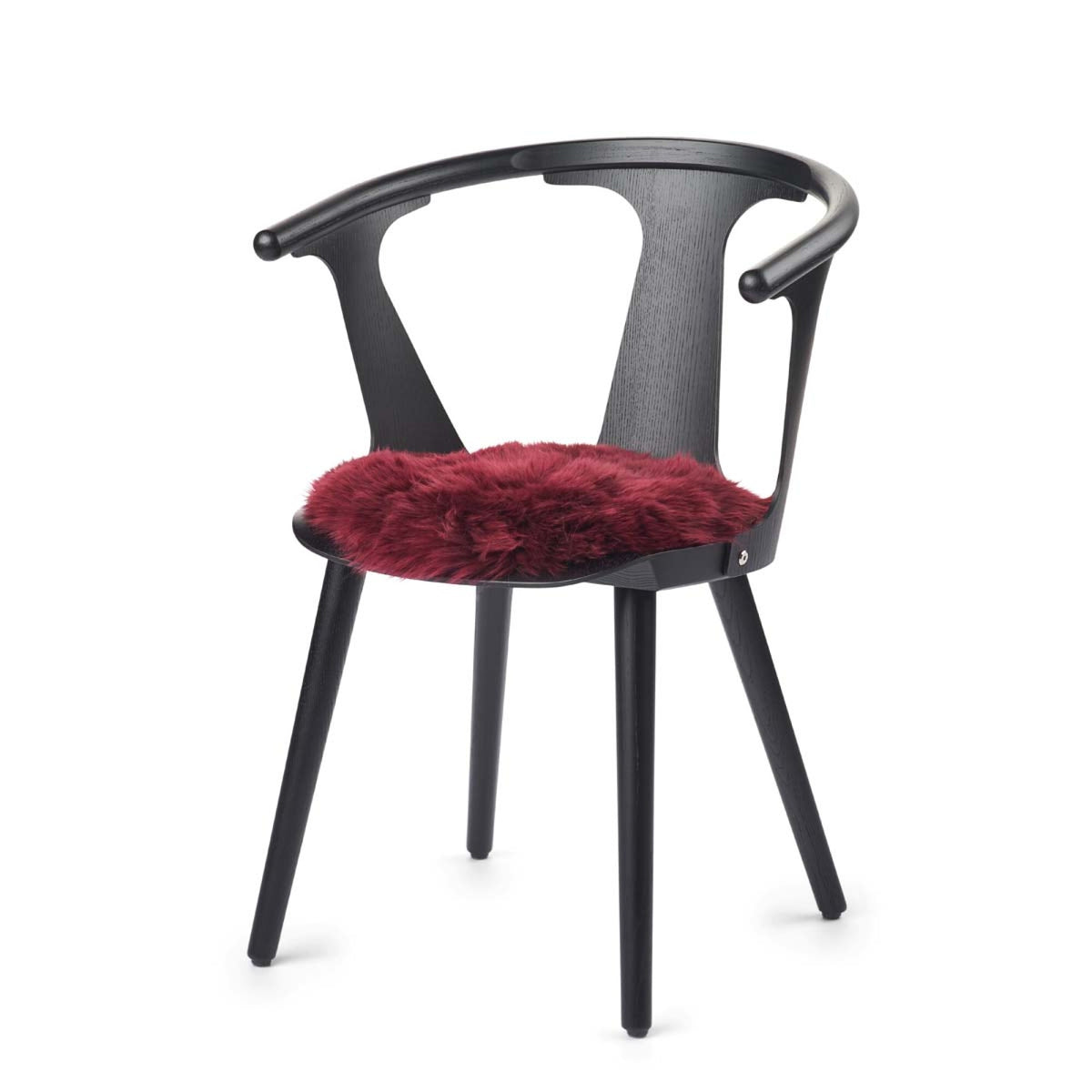 Pitkä Villa Lampaannahka Istuinpäällinen | Ø38 cm Viininpunainen