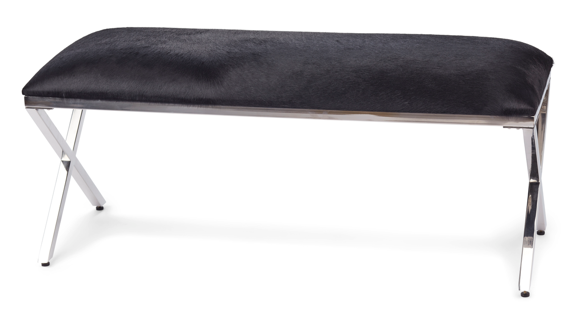 Lehmännahkainen penkki | 110x42x45 cm Syvänmusta