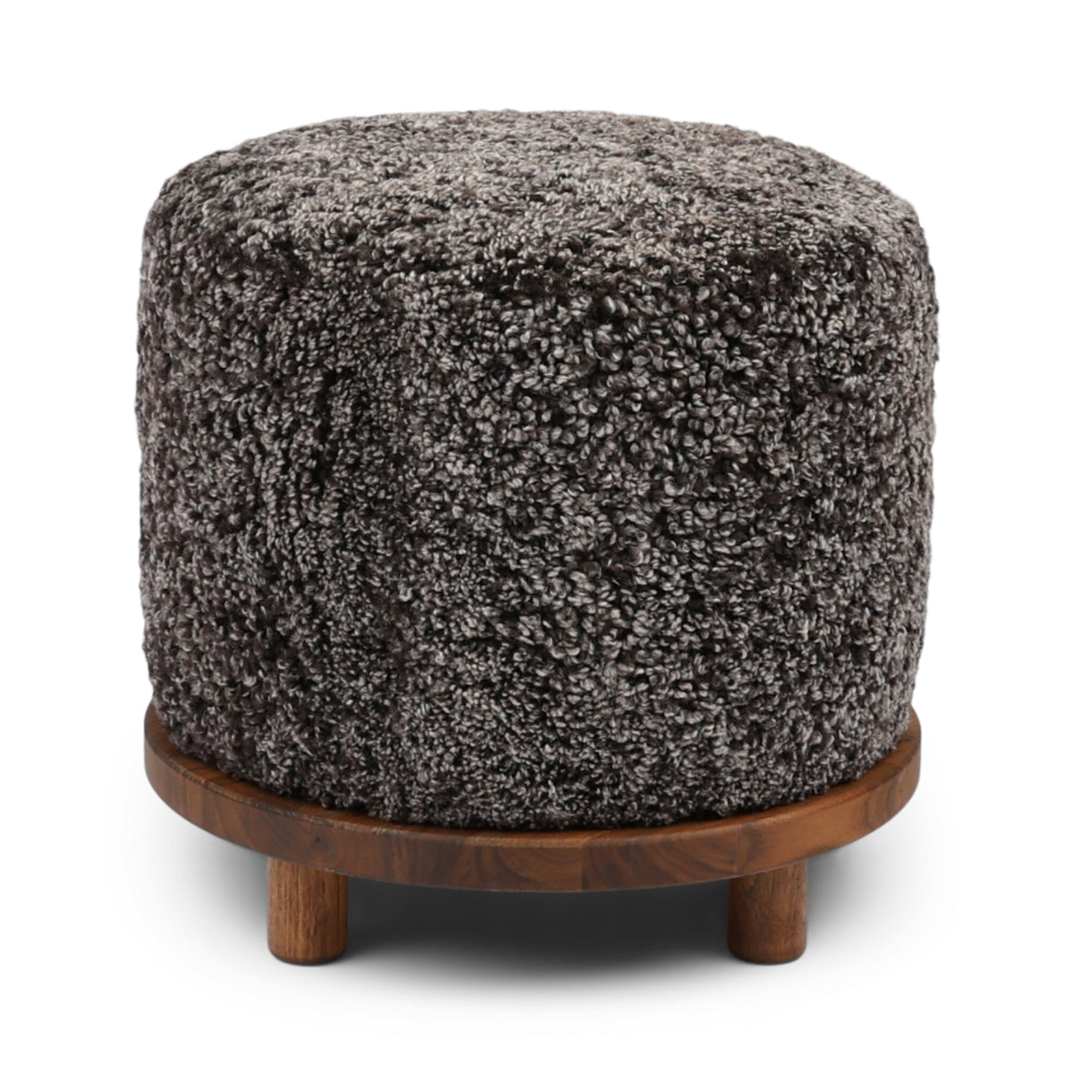 Simon-jakkaratuoli | Lyhyt villa | D46xH42 cm Cappuccino / Pähkinäpuujalat