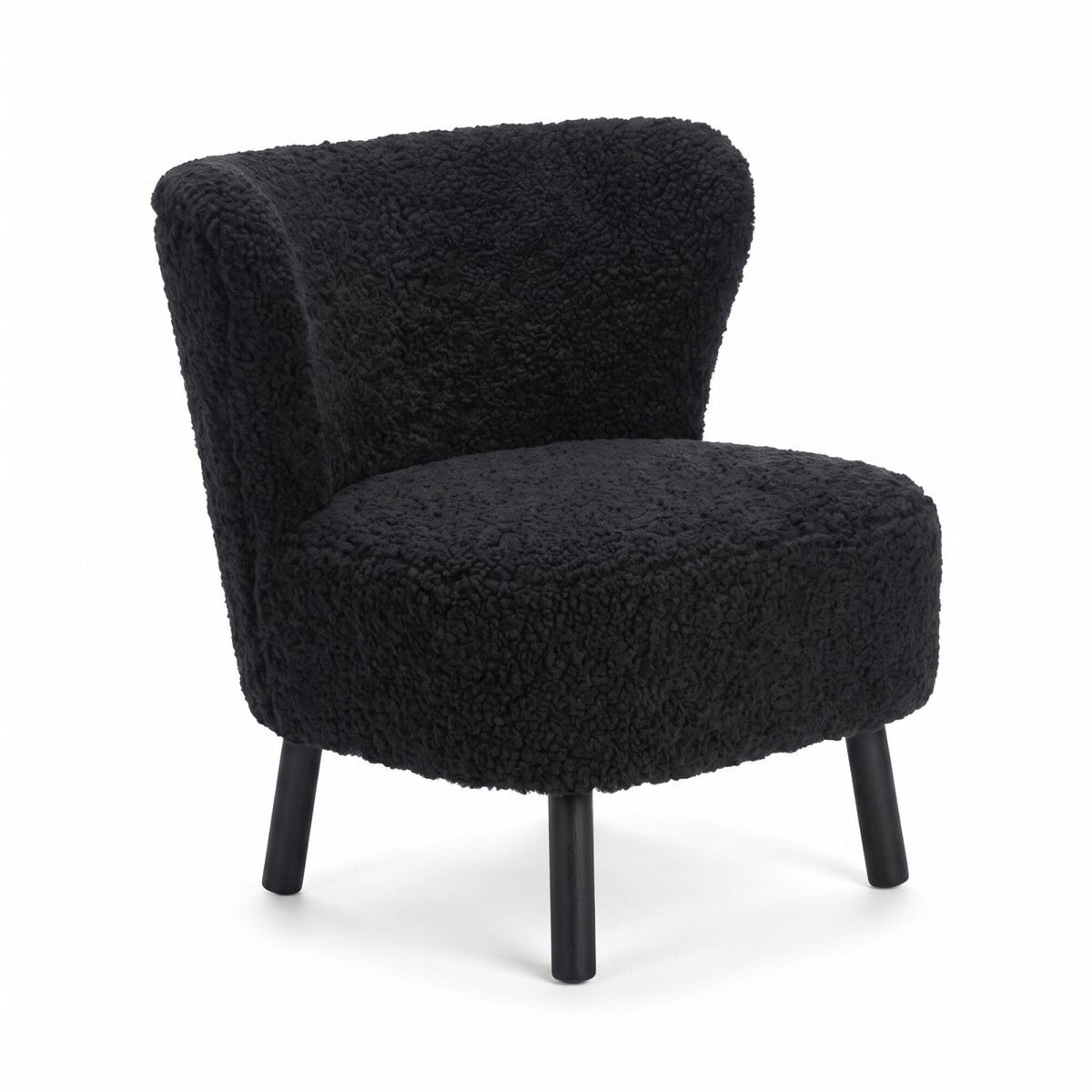 Emil Lounge Chair | Lyhyt villa Musta / Mustat pyökkijalat
