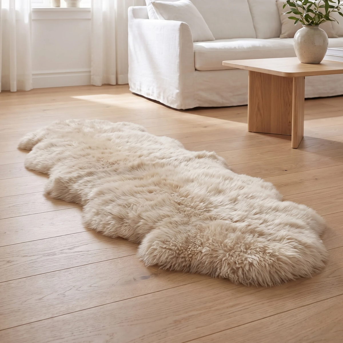 Merino-lampaannahka, kaksinkertainen | Pitkä villa | 170x60 cm