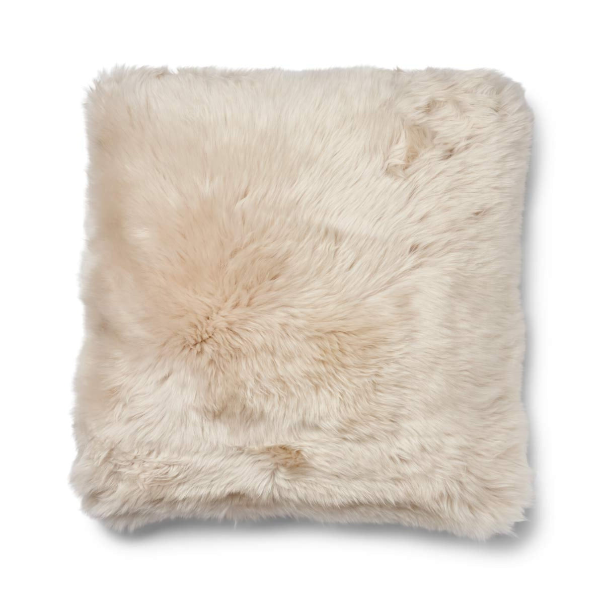 Kaksipuolinen tyyny | Pitkä villa | 52x52 cm Hiekka-Beige/Pellava