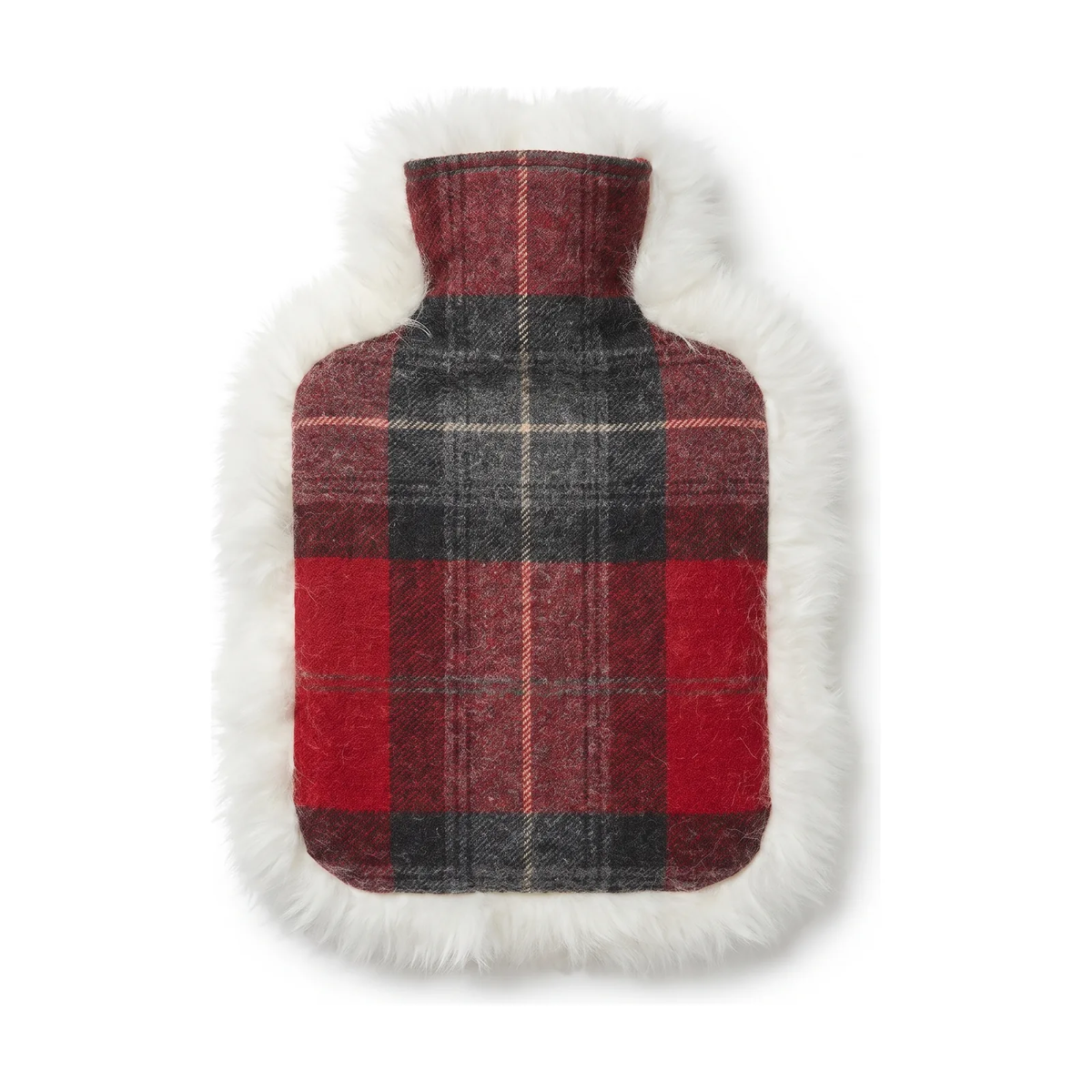 Kuumavesipullo | Lampaannahka ja Villa | 37x27 cm Skye Red Tartan/Norsunluu